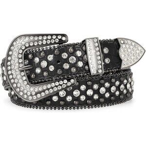 ⚡Women Rhinestone Belt Jeans Western Cowgirl Bling Studded Belt Grain Leather
